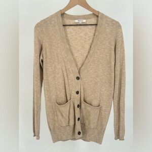 Madewell Graduate Marled Cardigan Cream V-Neck Sweater Style E9199- Women's XS‎
